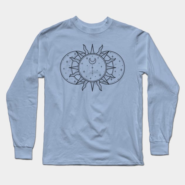 Vintage Celestial Sun and Moon Long Sleeve T-Shirt by katieharperart